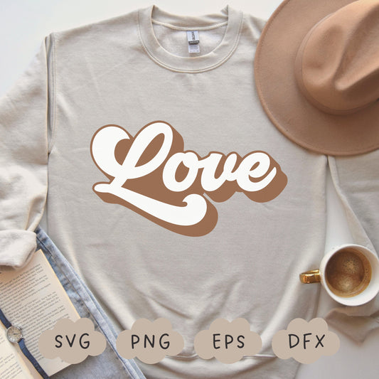 Love Svg, Retro Love Text PNG, Groovy Love Svg, Valentine's Day Svg, Retro SVG, Cricut Svg, Love Shirt, Sublimation Design, Commercial Use