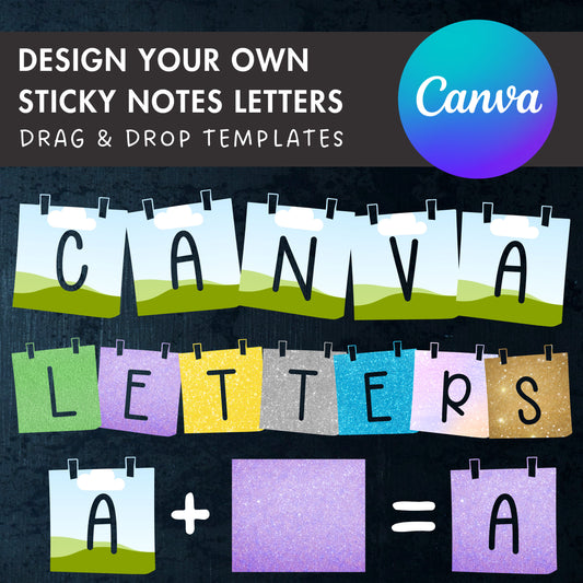 Design Your Own Stich Patch Letters on Canva, Doodle Letters Canva Frames Bundle, Canva Letters Template, Drag and Drop, Pin Notes Alphabet