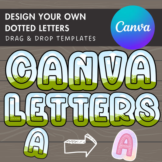 Design Your Own Dots Letters, Editable Alphabet Canva Template, Drag and Drop, Canva Frames, Letters & Numbers, Sublimation Design, PNG