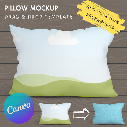 Pillow Canva Mockup, Rectangle Pillow Canva Template, Easy Drag and Drop, Realistic Pillow Canva Mockup, All-Over Print, Cushion Mockup