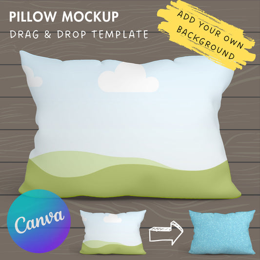 Pillow Canva Mockup, Rectangle Pillow Canva Template, Easy Drag and Drop, Realistic Pillow Canva Mockup, All-Over Print, Cushion Mockup