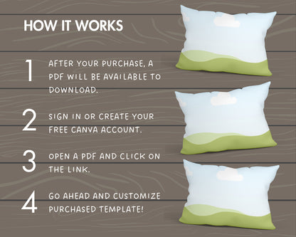 Pillow Canva Mockup, Rectangle Pillow Canva Template, Easy Drag and Drop, Realistic Pillow Canva Mockup, All-Over Print, Cushion Mockup