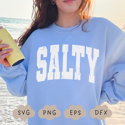 Salty Svg, Distressed Salty PNG, Grunge Texture Salty Svg, Retro Varsity Svg, Summer Vibes Shirt, Sublimation Design, Y2K Aesthetic,