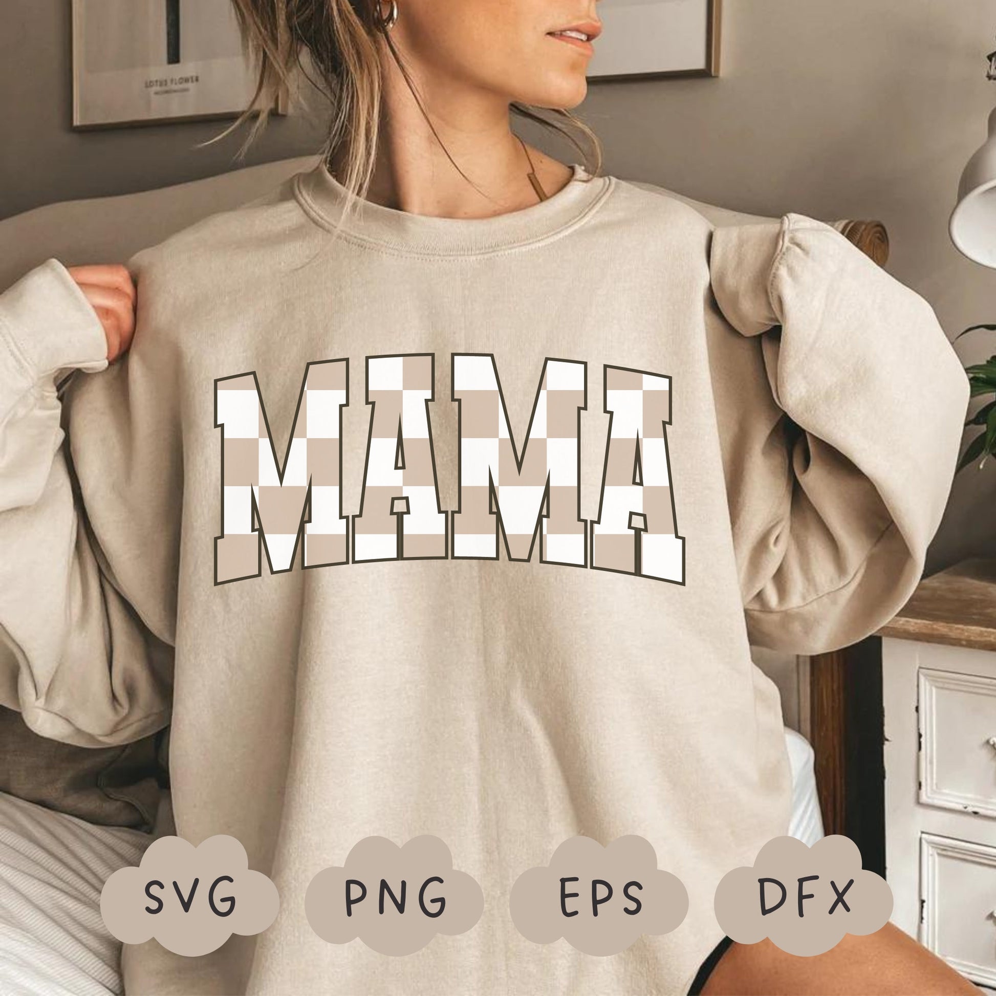 Checkered Mama Svg, Retro Mama PNG, Mom Checkered Shirt Design, Retro Varsity Svg, Sublimation Design, Retro Mama, Cut File, Cool Mom Design