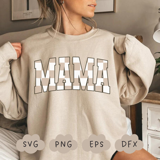 Checkered Mama Svg, Retro Mama PNG, Mom Checkered Shirt Design, Retro Varsity Svg, Sublimation Design, Retro Mama, Cut File, Cool Mom Design
