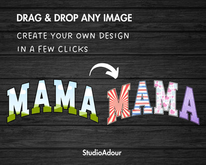 Design Your Own Mama Canva Frame, Editable Mama Canva Template, Drag and Drop, Sublimation Design, Mother's Day, Mama Varsity, Sport College