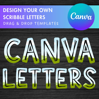 Design Your Own Scribble Letters on Canva, Doodle Alphabet Canva Template, Easy Drag and Drop, Editable Hand-Drawn Letters & Numbers, PNG