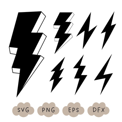 Lightning Bolt SVG, Lightning Strike, Lightning SVG Bundle, Thunder Silhouette, Flash Symbol, Weather SVG, Lightning Strike, Commercial Use