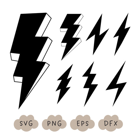 Lightning Bolt SVG, Lightning Strike, Lightning SVG Bundle, Thunder Silhouette, Flash Symbol, Weather SVG, Lightning Strike, Commercial Use