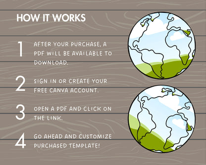 Design Your Own Planet Earth on Canva, Globe Canva Template, Easy Drag & Drop, Planet Clipart, Layered Earth, World Map Silhouette