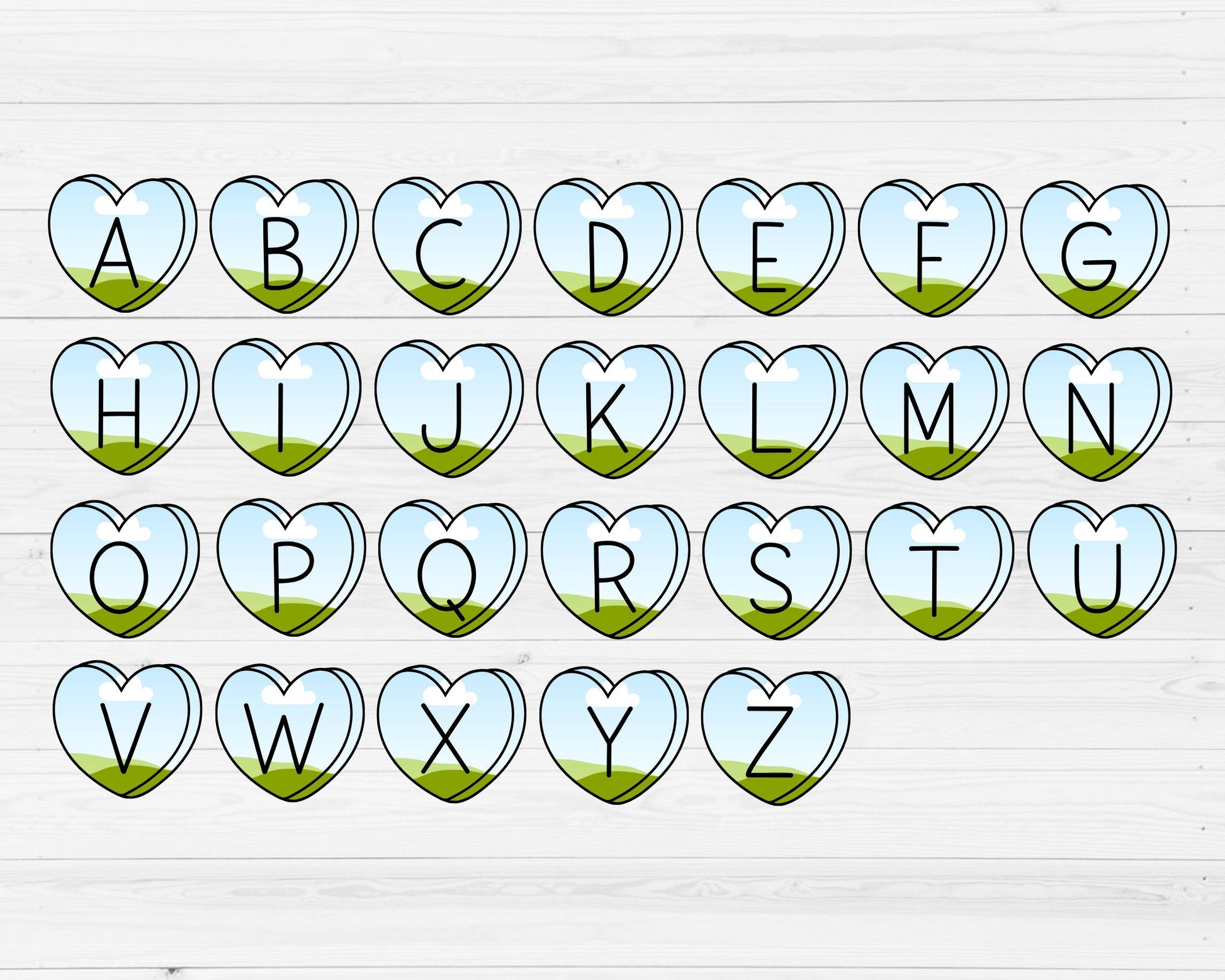 Design Your Own Heart Letters on Canva, Heart Alphabet Canva Template, Drag and Drop, Uppercase Letters & Numbers PNG, Sublimation Design,