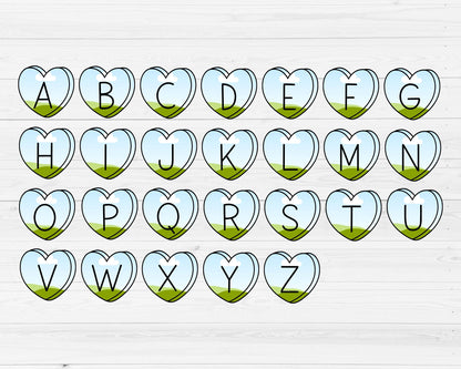 Design Your Own Heart Letters on Canva, Heart Alphabet Canva Template, Drag and Drop, Uppercase Letters & Numbers PNG, Sublimation Design,