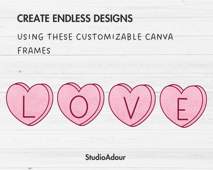 Design Your Own Heart Letters on Canva, Heart Alphabet Canva Template, Drag and Drop, Uppercase Letters & Numbers PNG, Sublimation Design,