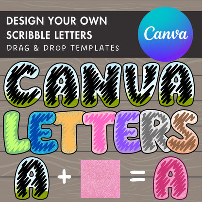 Design Your Own Scribble Letters on Canva, Doodle Alphabet Canva Template, Easy Drag and Drop, Editable Hand-Drawn Letters & Numbers, PNG