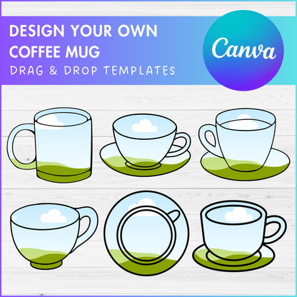 Design Your Own Coffee Cup on Canva, Coffee Cup Canva Frames, Easy Drag and Drop, Multi-Layer Canva Template, Coffee Lover PNG, Coffee Mug