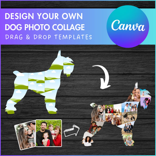 Design Your Own Schnauzer Photo Collage in Canva, Editable Dog Collage Canva Template, Drag and Drop Photo, Dog Lover Collage, DIY Collage