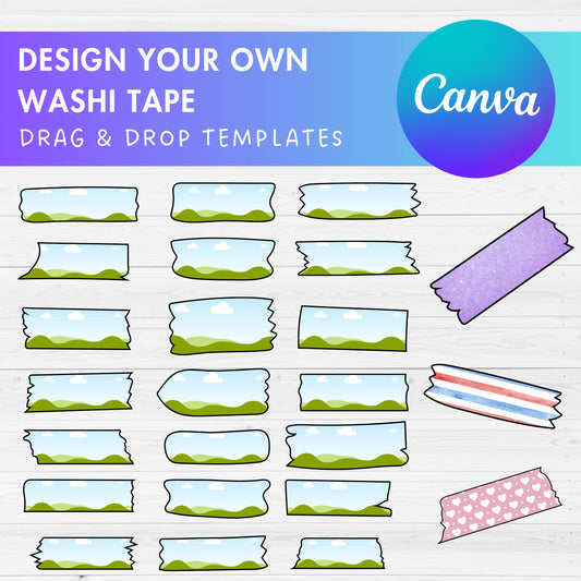 Design Your Own Washi Tape Canva Frames, Washi Tape Canva Template, Drag and Drop, Canva Frames Bundle, Digital Washi Tape Stickers, Planner