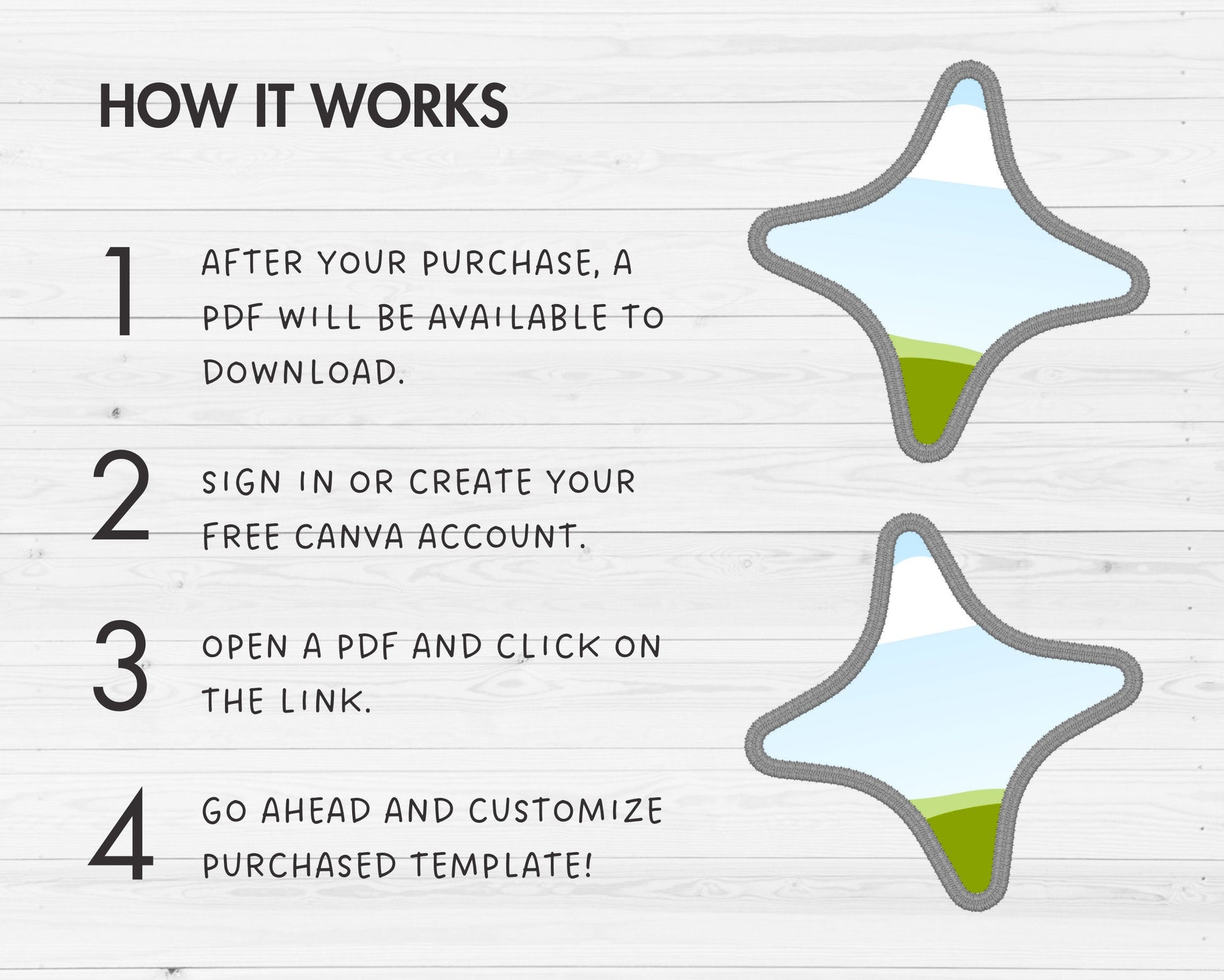 Design Your Own Faux Embroidery Stars, Digital Stitch Stars, Stars Applique, Canva Frames Bundle, Celestial Patch Duotone, Drag and Drop PNG