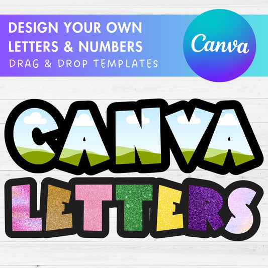 Design Your Own Uppercase Letters & Numbers Canva Frames, Doodle Alphabet Canva Template, Easy Drag and Drop, Sublimation Design Letters PNG