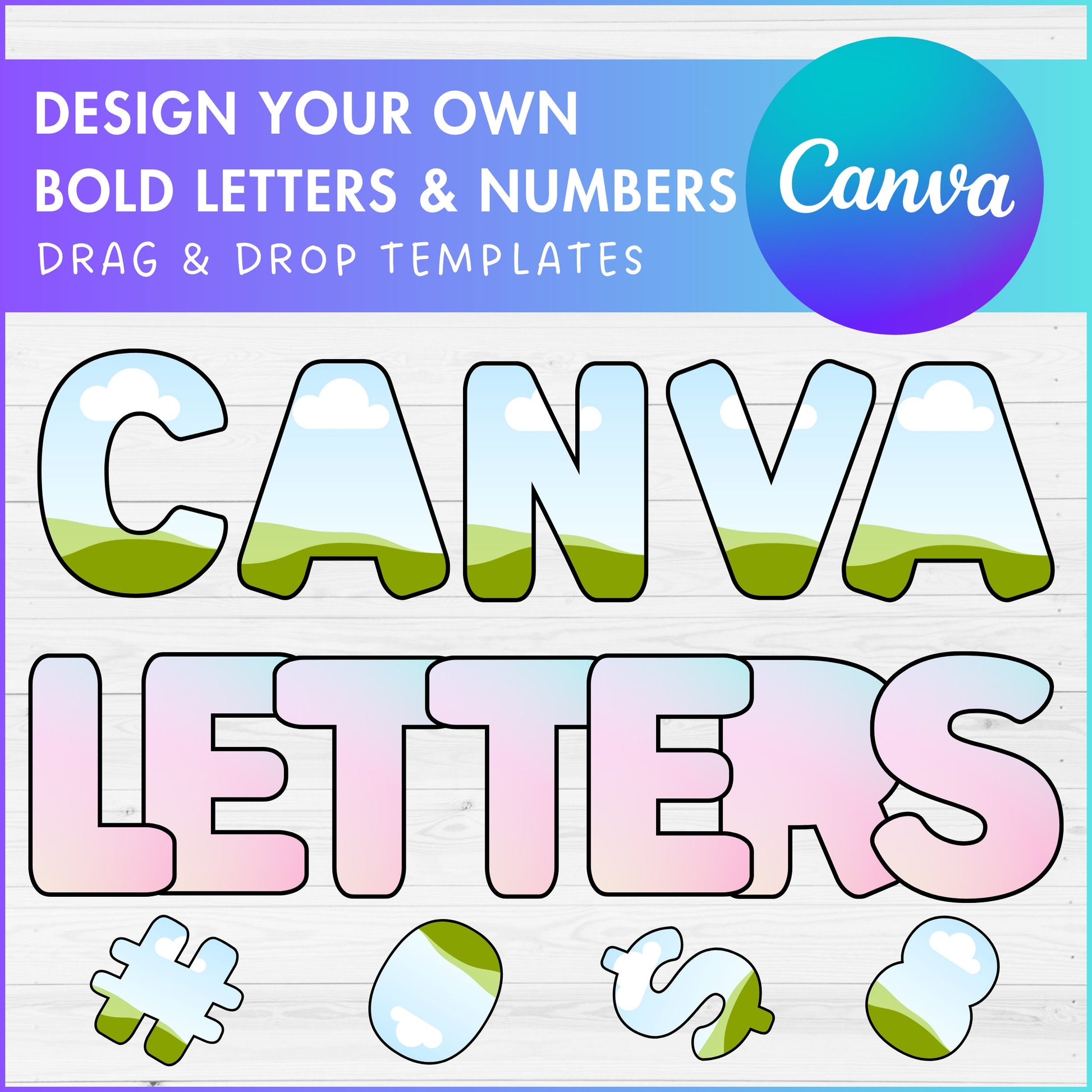 Design Your Own Uppercase Letters & Number on Canva, Bold Alphabet Canva Template, Letters PNG, Editable Canva Letters, Sublimation Design