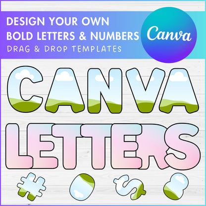 Design Your Own Uppercase Letters & Number on Canva, Bold Alphabet Canva Template, Letters PNG, Editable Canva Letters, Sublimation Design