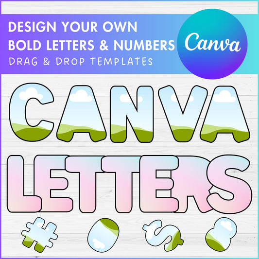 Design Your Own Uppercase Letters & Number on Canva, Bold Alphabet Canva Template, Letters PNG, Editable Canva Letters, Sublimation Design