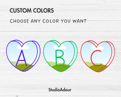 Design Your Own Heart Letters on Canva, Heart Alphabet Canva Template, Drag and Drop, Uppercase Letters & Numbers PNG, Sublimation Design,