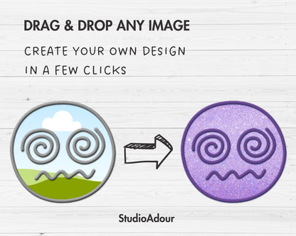 Design Your Own Faux Embroidery Faces, Digital Stitch Emotion Faces, Funny Faces Applique, Canva Frames, Faces Patch, Drag and Drop PNG