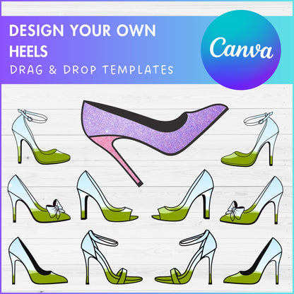 Design Your Own Heels Canva Frames, Heels Canva Template, Drag and Drop, Editable High Heels PNG, Womens Heels Canva, Stiletto Heels