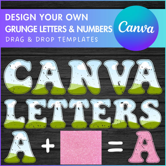 Design Your Own Groovy Distressed Alphabet on Canva, Retro Canva letters, Drag and Drop, Editable Canva Letters & Numbers, Grunge Alphabet