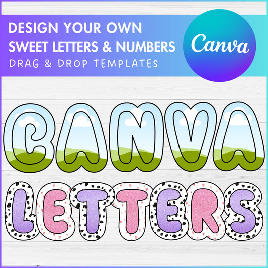 Design Your Own Uppercase Letters & Numbers Canva Frames, Doodle Alphabet Canva Template, Easy Drag and Drop, Sublimation Design Letters PNG