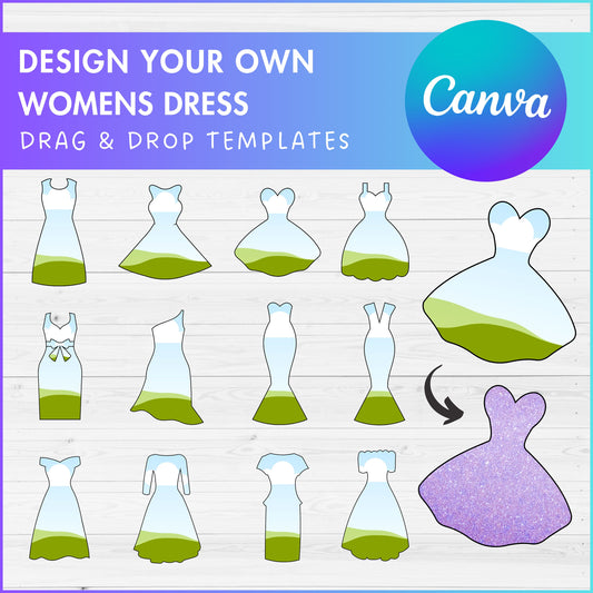 Design Your Own Womens Dress Canva Frames, Evening Dress Canva Template, Drag and Drop, Bridal Dress Clipart, Wedding Dress, Cocktail Dress