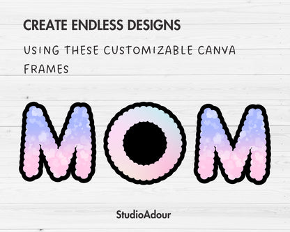 Design Your Own Scalloped Canva Letters, Scalloped Alphabet Canva Template, Drag and Drop, Canva Frames, Scalloped Letters & Numbers