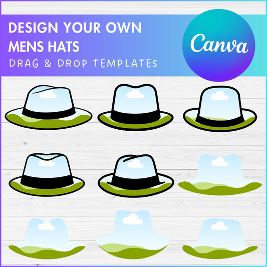 Design Your Own Hats, Canva Frames Bundle, Classic Hat Canva Template, Drag and Drop, Editable Fedora Hat, Gentleman Hat, Gangster Hats