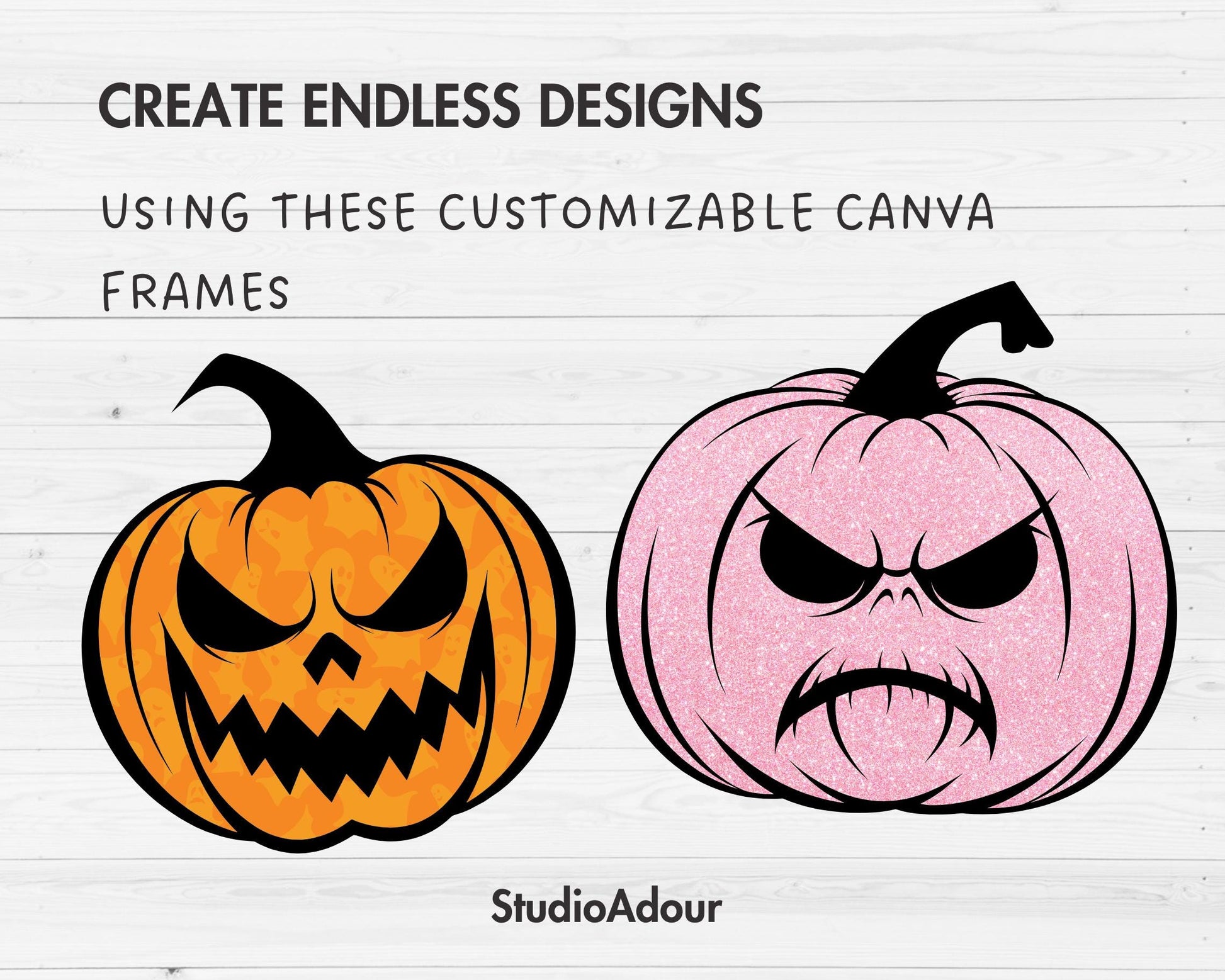 Design Your Own Halloween Pumpkin Canva Frames, Drag and Drop, Pumpkin Canva Template, Spooky Season, Editable Canva Template, Pumpkin Face
