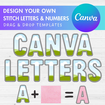 Digital Stitch Canva Alphabet PNG, Faux Embroidery Applique Letters , Canva Frames Bundle, Drag and Drop, DIY Canva Alphabet, Duotone