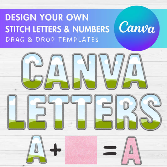 Digital Stitch Canva Alphabet PNG, Faux Embroidery Applique Letters , Canva Frames Bundle, Drag and Drop, DIY Canva Alphabet, Duotone