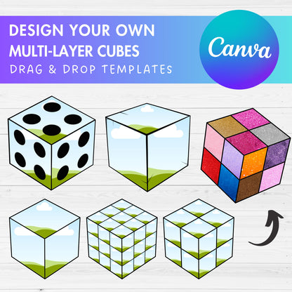 Design Your Own Cube Canva Frames, 3D Cube Canva Template, Geometric Canva Frames, Square Outline, Block Shapes, 3D Box, Sublimation Design
