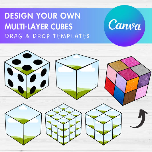 Design Your Own Cube Canva Frames, 3D Cube Canva Template, Geometric Canva Frames, Square Outline, Block Shapes, 3D Box, Sublimation Design
