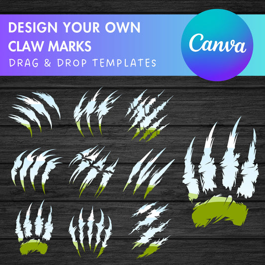 Design Your Own Claw Marks Canva Frames, Claw Scratch Canva Templates, Drag and Drop, Editable Animal Scratch, Sublimation Design, DIY Claw
