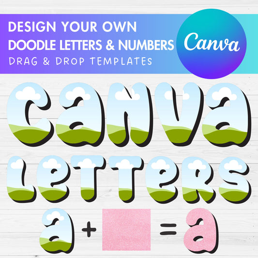 Design Your Own Doodle Letters on Canva, Doodle Alphabet Canva Template, Drag and Drop, Editable Canva Alphabet, Canva Frames Bundle