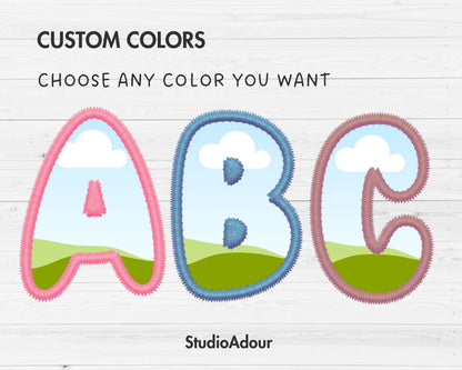 Digital Stitch Canva Alphabet PNG, Faux Embroidery Applique Letters, Bubble Letters Canva Frames, Drag and Drop, Canva Alphabet, Duotone