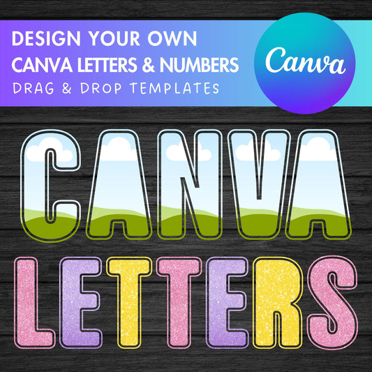 Design Your Own Uppercase Letters & Numbers Canva Frames, Doodle Alphabet Canva Template, Easy Drag and Drop, Sublimation Design Letters PNG