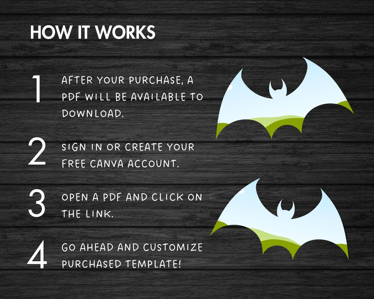 Design Your Own Bat on Canva, Halloween Bat Canva Template, Easy Drag and Drop, Editable Bats, Bats Canva Frames Bundle, Spooky Season