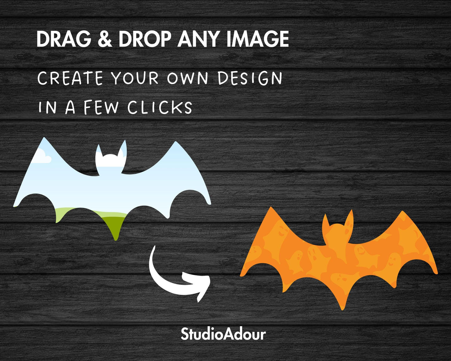 Design Your Own Bat on Canva, Halloween Bat Canva Template, Easy Drag and Drop, Editable Bats, Bats Canva Frames Bundle, Spooky Season
