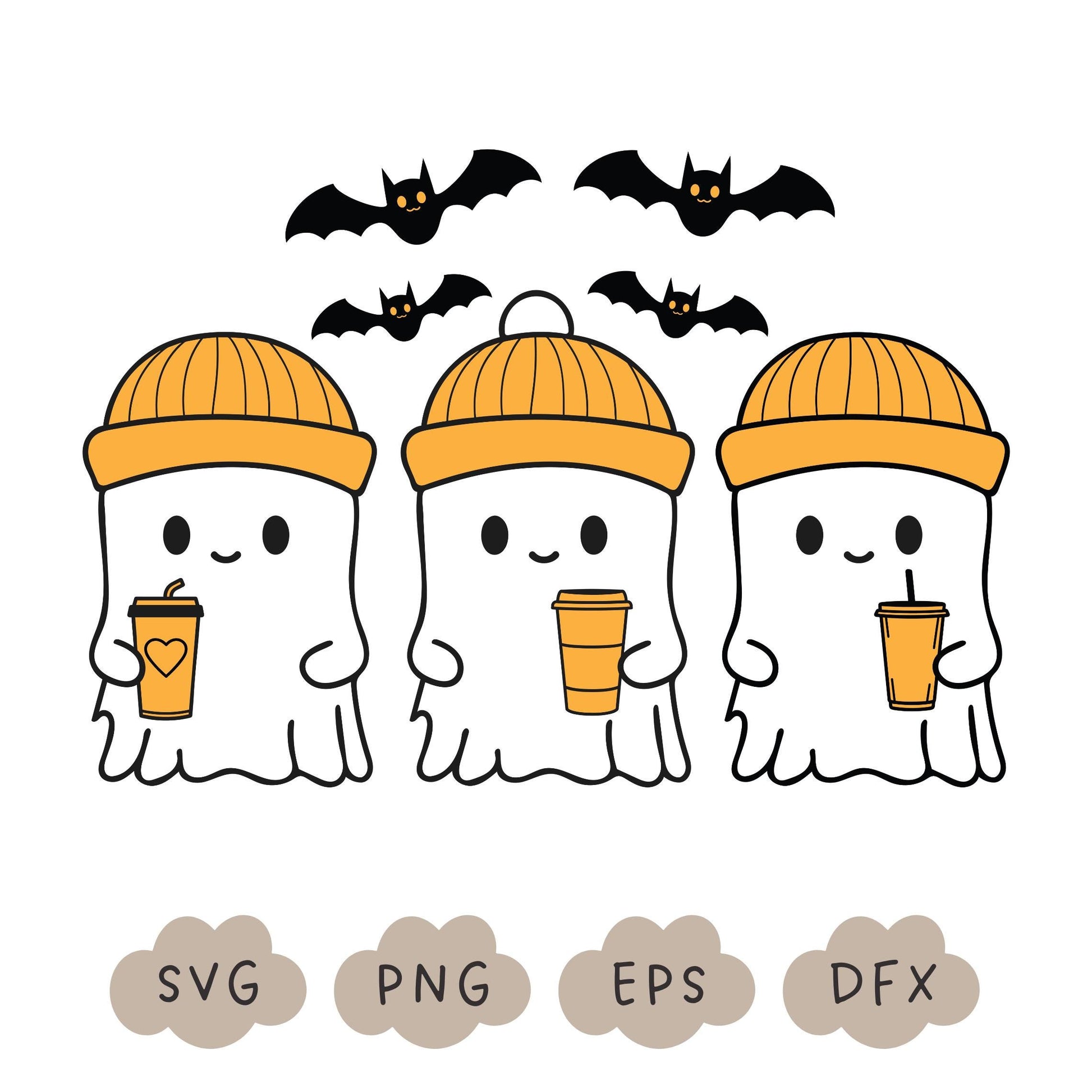 Halloween Ghost Svg, Cute Ghost PNG, Halloween Svg, Halloween Shirt, Halloween Design, Ghost Drinking Coffee, Sublimation Design, Spooky SVG