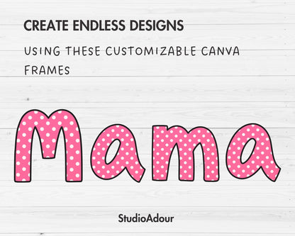 Design Your Own Doodle Letters Canva Frames, Editable Doodle Alphabet Canva Template, Drag and Drop, Uppercase & Lowercase Letters Bundle,