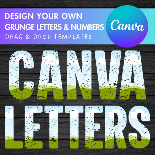 Design Your Own Distressed Letters on Canva, Grunge Alphabet Canva Template, Drag and Drop, Canva Frames Bundle, Vintage Letters and Numbers