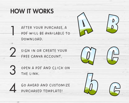Design Your Own Doodle Letters on Canva, Drag and Drop, Uppercase & Lowercase Canva Alphabet Template, Letters PNG, Canva Frames Bundle