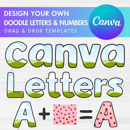 Design Your Own Doodle Letters on Canva, Doodle Alphabet Canva Template, Drag and Drop, Uppercase & Lowercase Canva Alphabet, Letters PNG